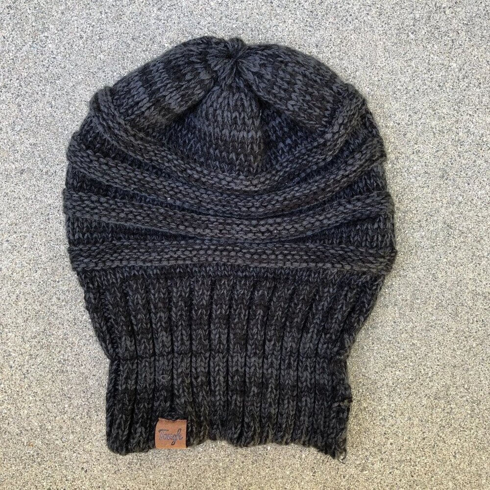 TOUGH Knit Winter Beanie Hat Women's Grey Slouch Cap Snow​​​